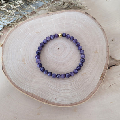 Lepidolith Armband Kugeln 6mm mit Silber 925 vergoldet Perle