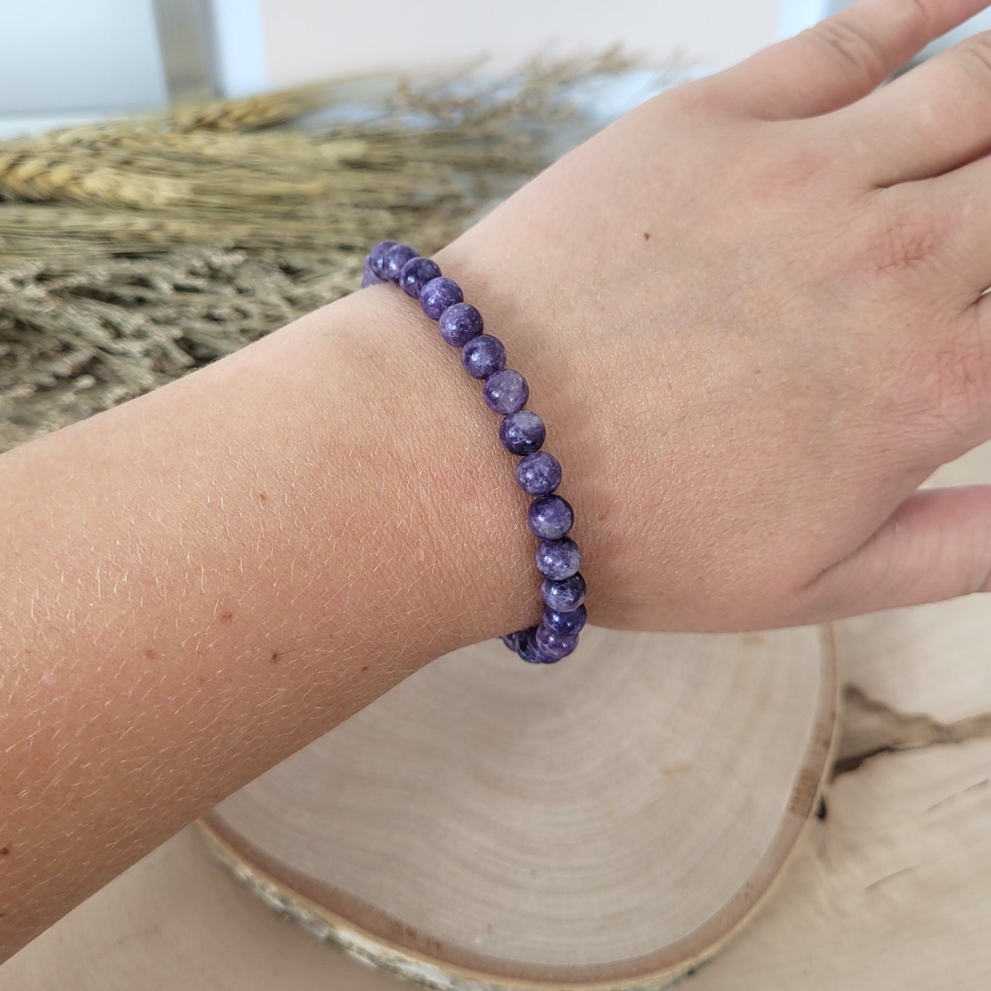 Lepidolith Armband Kugeln 6mm mit Silber 925 vergoldet Perle