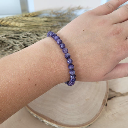 Lepidolith Armband Kugeln 6mm mit Silber 925 vergoldet Perle