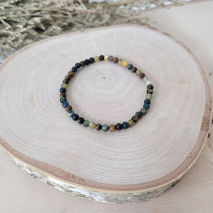 Pietersit Armband Kugeln 4 mm mit Silber 925 vergoldet Perle