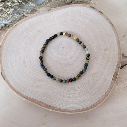 Pietersit Armband Kugeln 4 mm mit Silber 925 vergoldet Perle