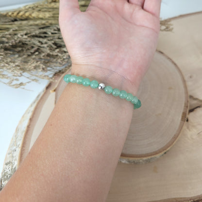 Aventurin Armband Kugeln 6mm mit Silber 925 Perle
