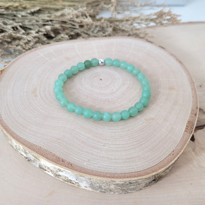 Aventurin Armband matt Kugeln 6mm mit Silber 925 Perle