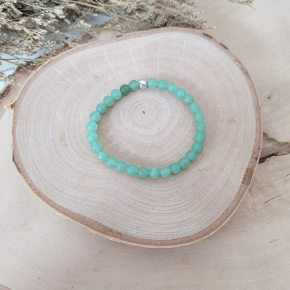 Aventurin Armband matt Kugeln 6mm mit Silber 925 Perle