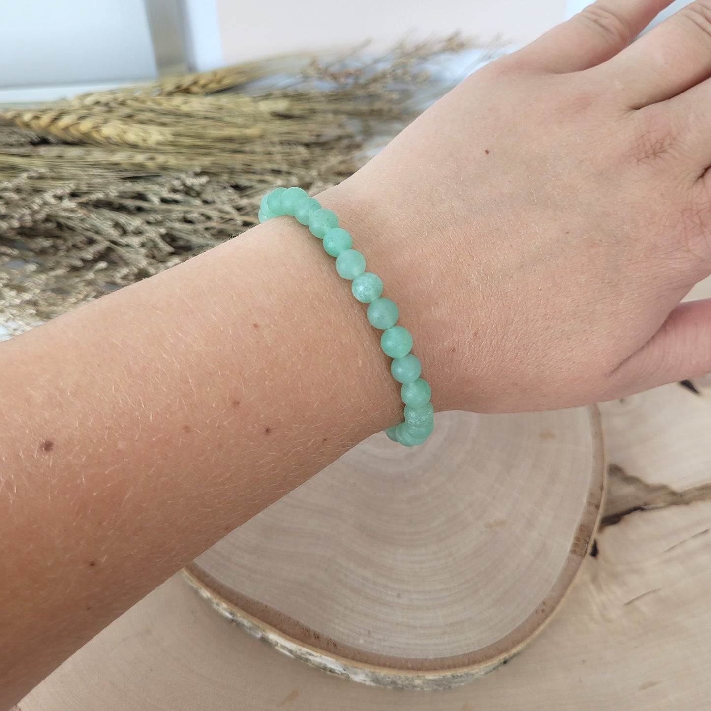 Aventurin Armband matt Kugeln 6mm mit Silber 925 Perle