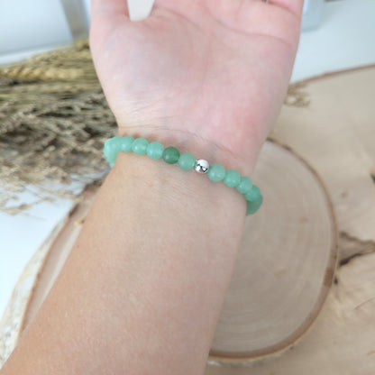 Aventurin Armband matt Kugeln 6mm mit Silber 925 Perle