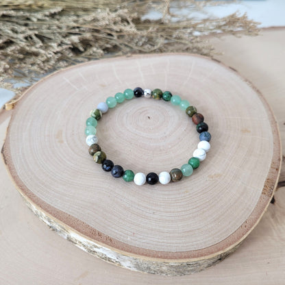 Confetti Perlen Mix "Elfenwald" Armband 6 mm mit Silber 925 Perle, alle Steinsorten in der Beschreibung