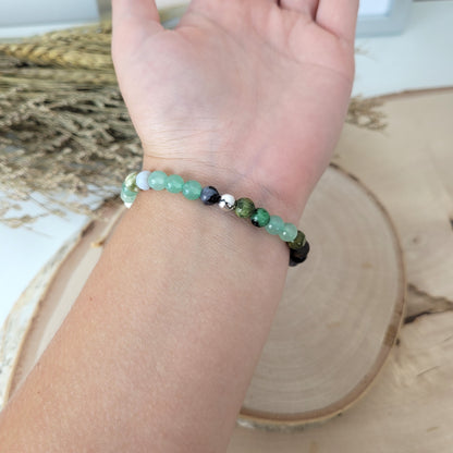 Confetti Perlen Mix "Elfenwald" Armband 6 mm mit Silber 925 Perle, alle Steinsorten in der Beschreibung