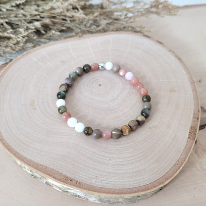 Confetti Perlen Mix "Seelenbalsam" Armband 6 mm mit Silber 925 Perle, alle Steinsorten in der Beschreibung