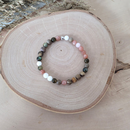 Confetti Perlen Mix "Seelenbalsam" Armband 6 mm mit Silber 925 Perle, alle Steinsorten in der Beschreibung