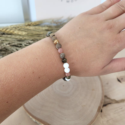 Confetti Perlen Mix "Seelenbalsam" Armband 6 mm mit Silber 925 Perle, alle Steinsorten in der Beschreibung