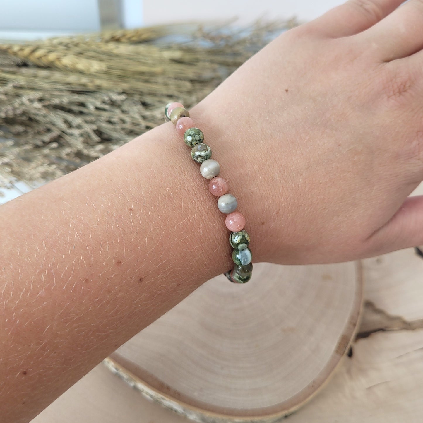 Confetti Perlen Mix "Seelenbalsam" Armband 6 mm mit Silber 925 vergoldet Perle, alle Steinsorten in der Beschreibung