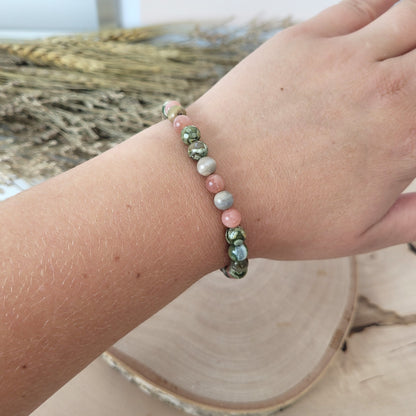 Confetti Perlen Mix "Seelenbalsam" Armband 6 mm mit Silber 925 vergoldet Perle, alle Steinsorten in der Beschreibung
