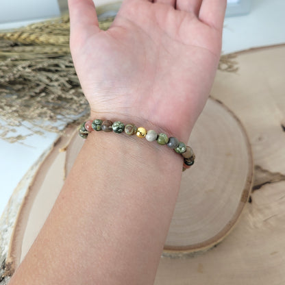 Confetti Perlen Mix "Seelenbalsam" Armband 6 mm mit Silber 925 vergoldet Perle, alle Steinsorten in der Beschreibung