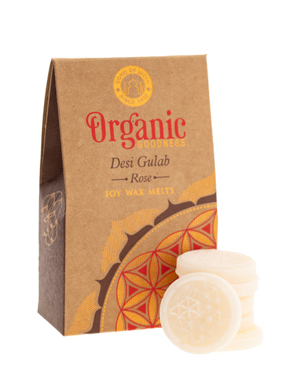 Organic Goodness Sojawachstaler Wildrose mit Blume des Lebens für Aromalampen