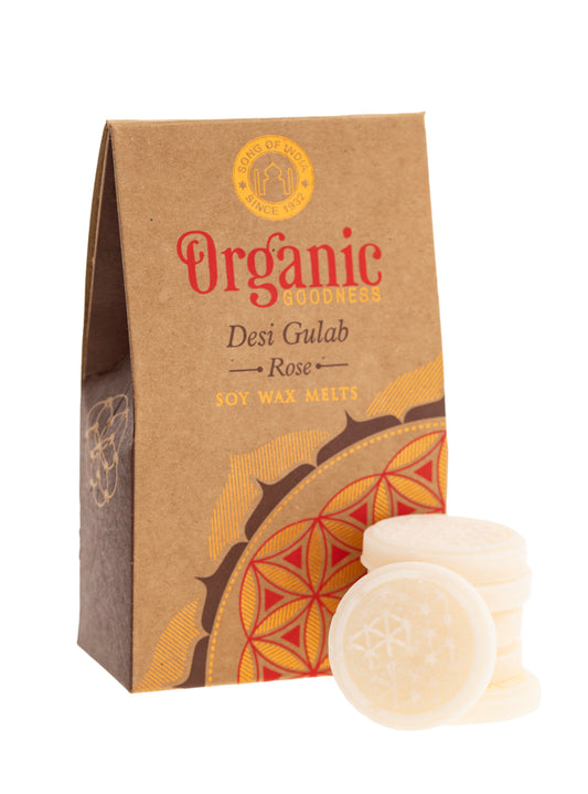 Organic Goodness Sojawachstaler Wildrose mit Blume des Lebens für Aromalampen