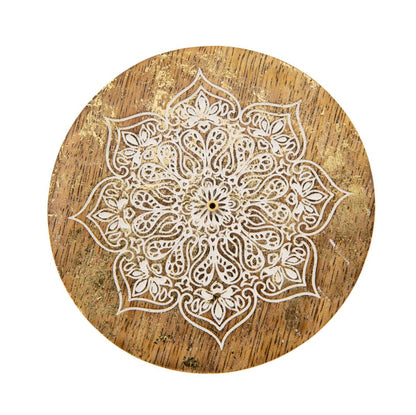 Mandala Räucherstäbchenhalter rund Goldverzierung