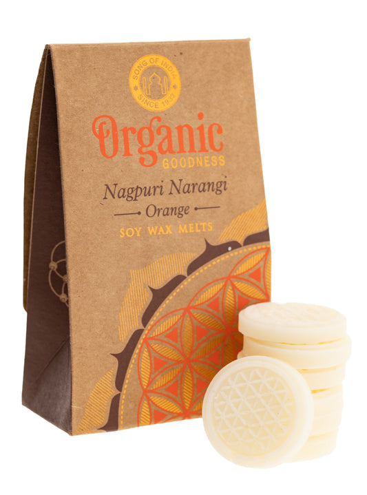 Organic Goodness Sojawachstaler Orange mit Blume des Lebens für Aromalampen