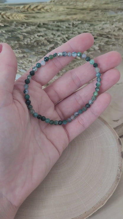 Moosachat Armband Kugeln facettiert 4mm