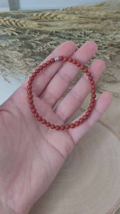 Roter Jaspis Armband Kugeln 4 mm