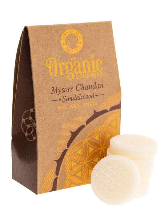 Organic Goodness Sojawachstaler Sandelholz mit Blume des Lebens für Aromalampen